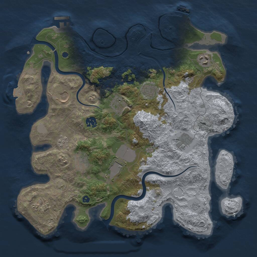 Rust Map: Procedural Map, Size: 3500, Seed: 25132, 16 Monuments