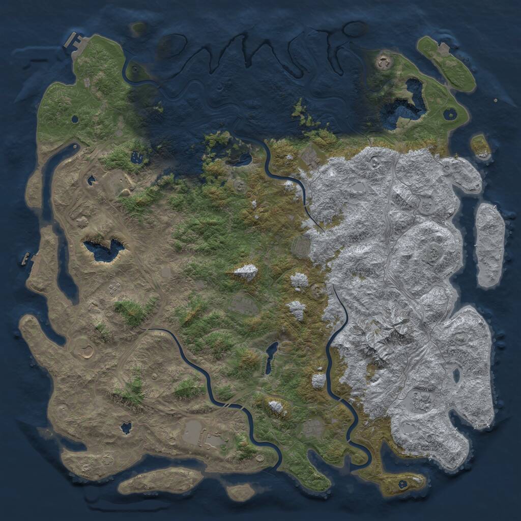 Rust Map: Procedural Map, Size: 6000, Seed: 124703791, 17 Monuments