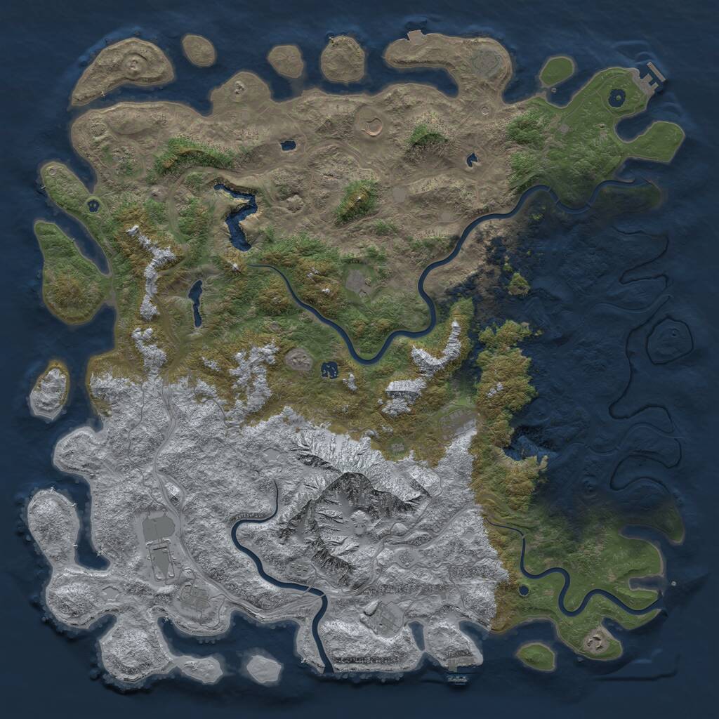Rust Map: Procedural Map, Size: 6000, Seed: 1357902468, 17 Monuments