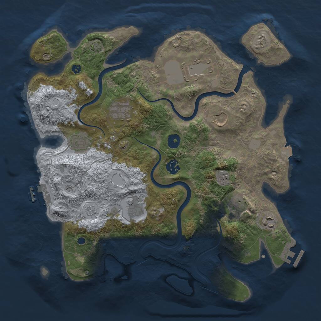 Rust Map: Procedural Map, Size: 3500, Seed: 1920840364, 15 Monuments