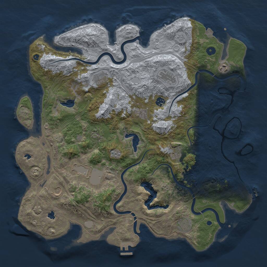 Rust Map: Procedural Map, Size: 4500, Seed: 665337829, 17 Monuments