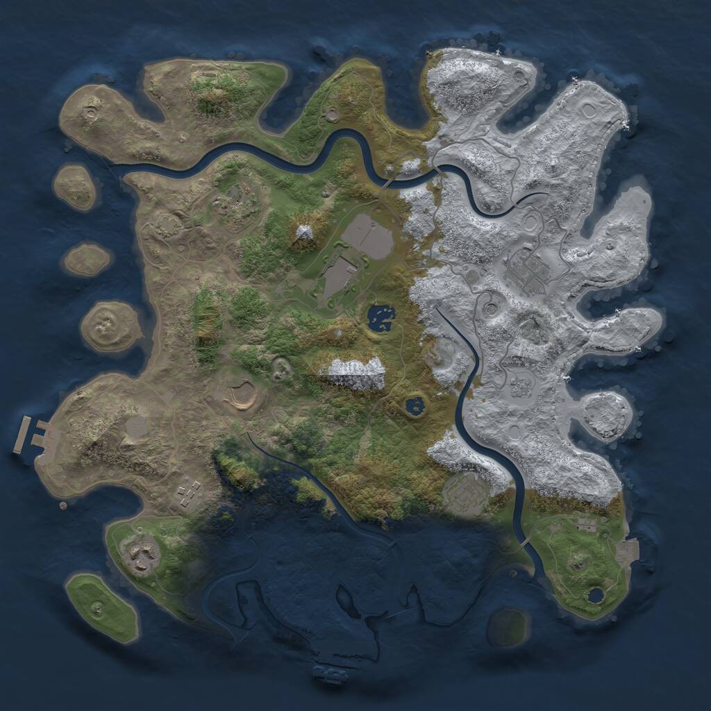 Rust Map: Procedural Map, Size: 3750, Seed: 1701723975, 14 Monuments