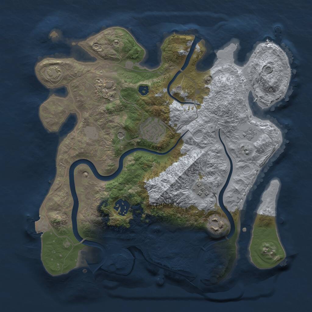 Rust Map: Procedural Map, Size: 3000, Seed: 27153, 9 Monuments