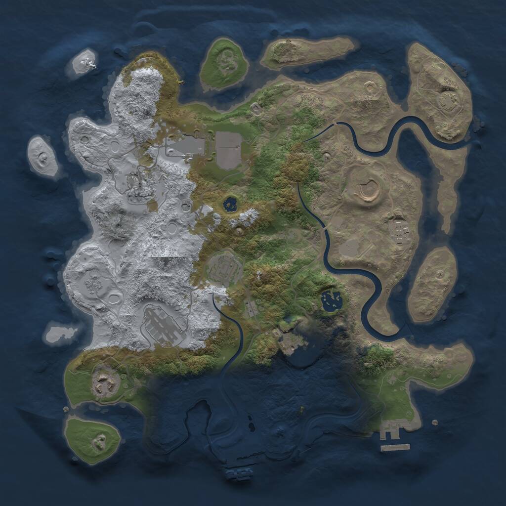 Rust Map: Procedural Map, Size: 3500, Seed: 2032640956, 15 Monuments
