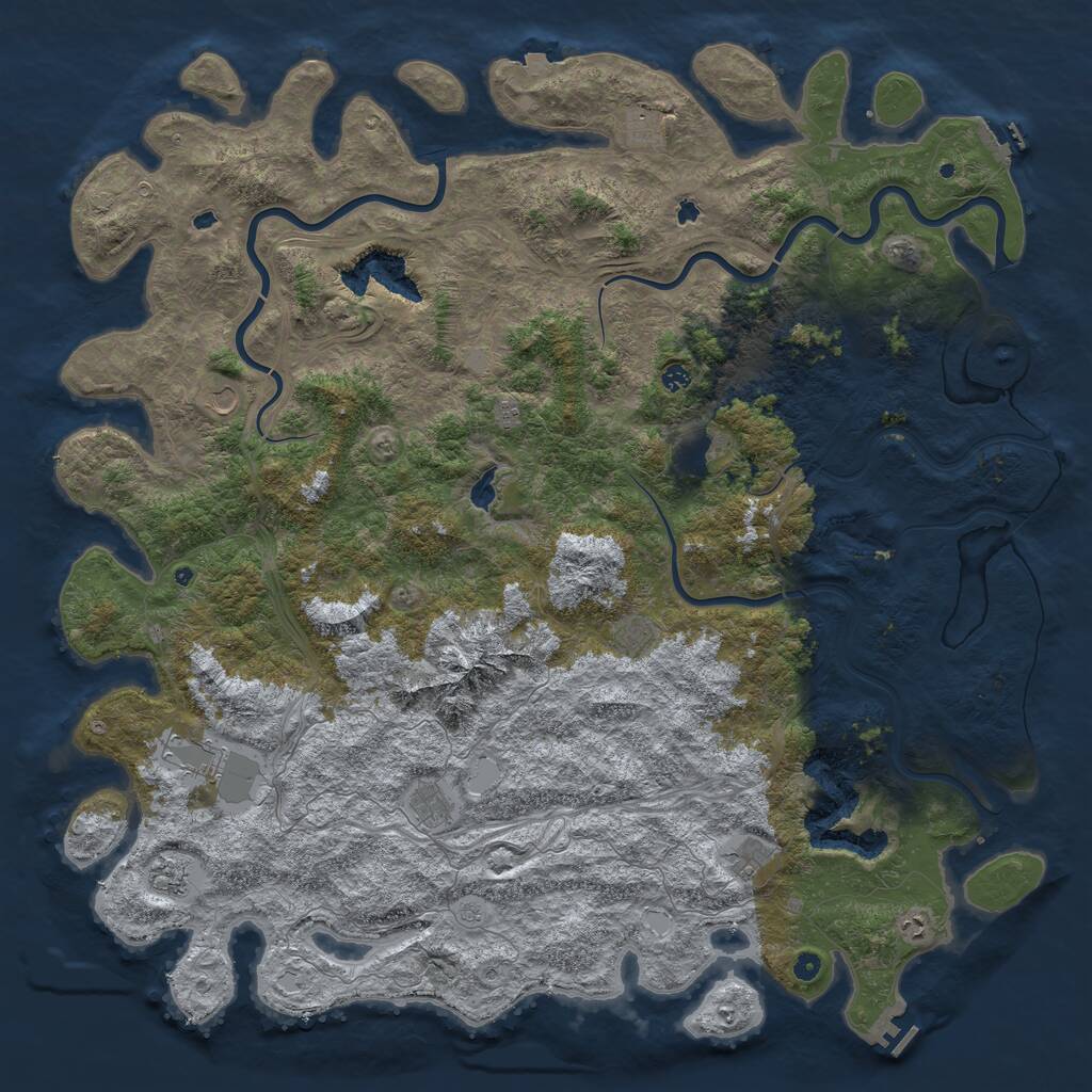 Rust Map: Procedural Map, Size: 6000, Seed: 162869, 17 Monuments