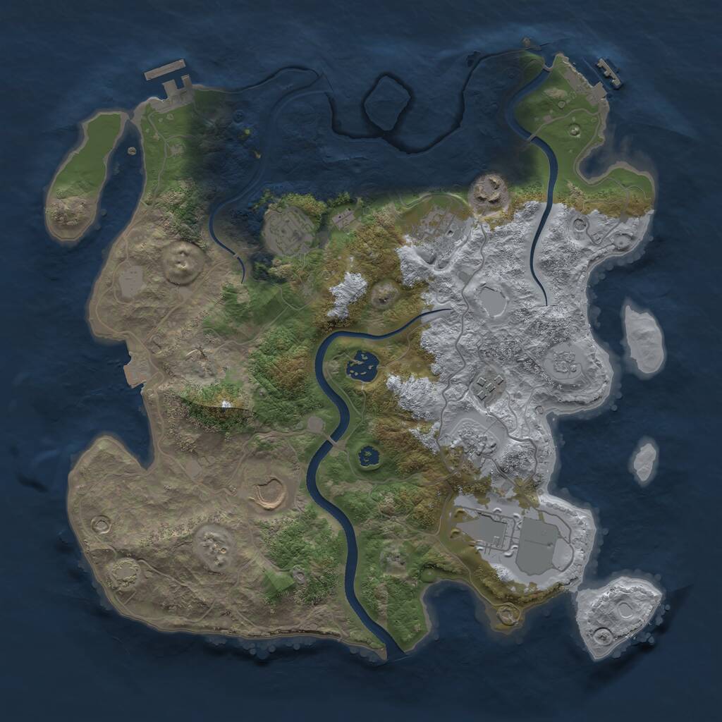 Rust Map: Procedural Map, Size: 3500, Seed: 1411822100, 14 Monuments
