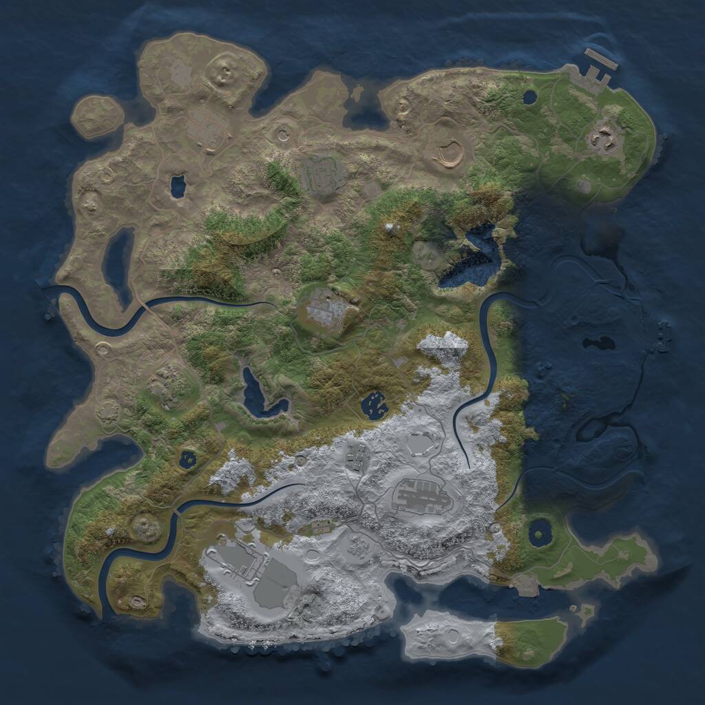 Rust Map: Procedural Map, Size: 4000, Seed: 164829919, 16 Monuments