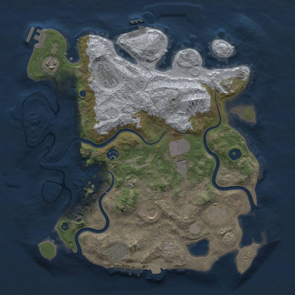 Rust Map: Procedural Map, Size: 3700, Seed: 1953326012, 14 Monuments