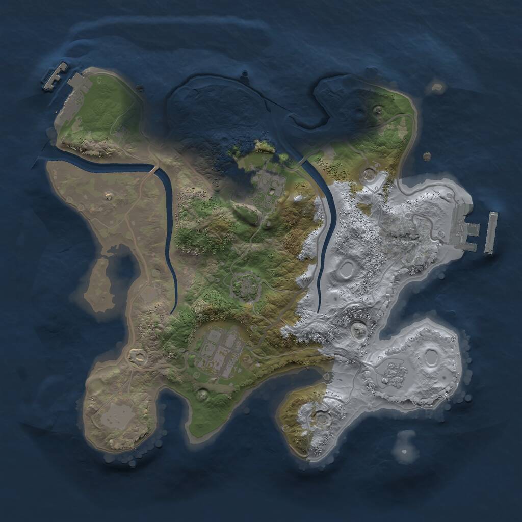 Rust Map: Procedural Map, Size: 2500, Seed: 2044946484, 8 Monuments