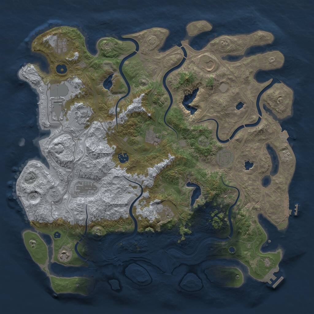 Rust Map: Procedural Map, Size: 4500, Seed: 1283817866, 17 Monuments