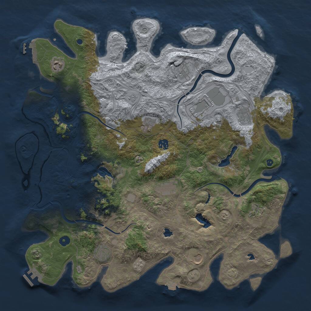 Rust Map: Procedural Map, Size: 4500, Seed: 1865198942, 17 Monuments