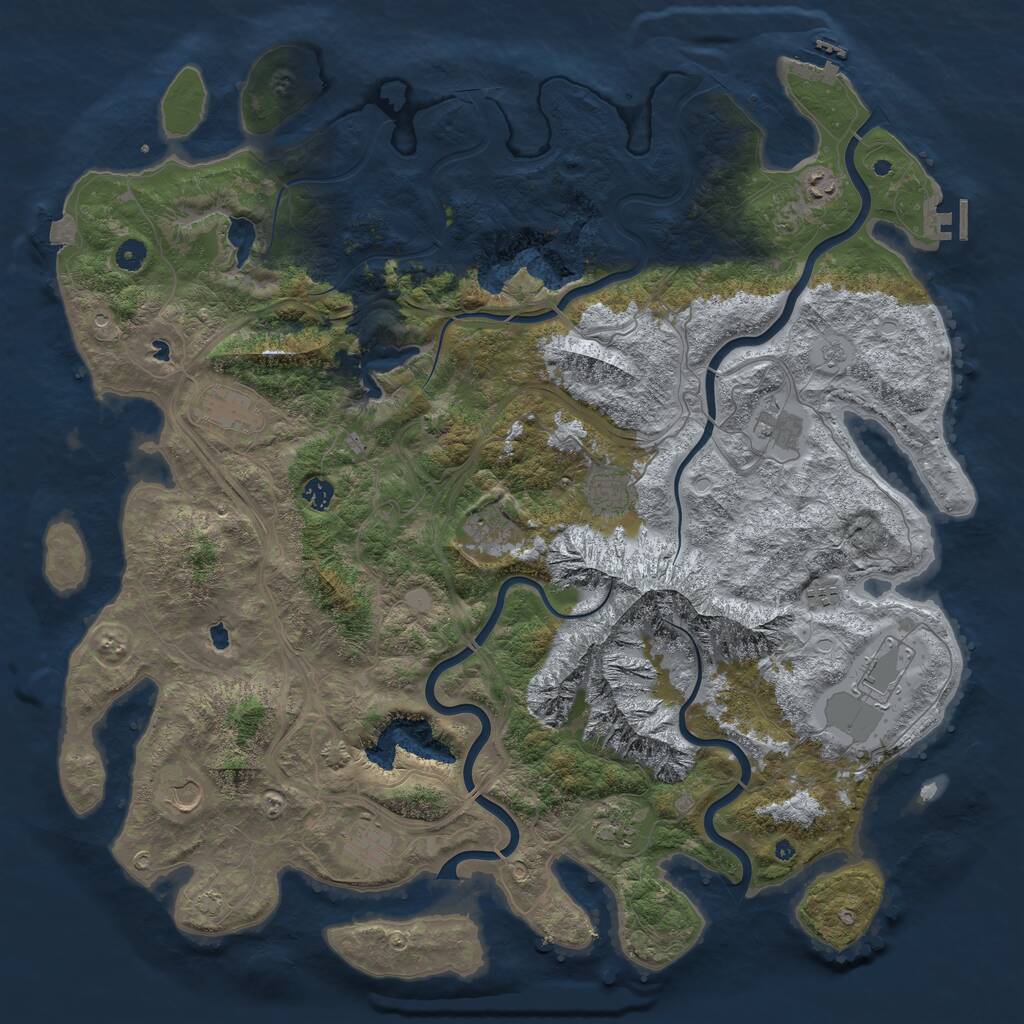 Rust Map: Procedural Map, Size: 5000, Seed: 8635753, 17 Monuments