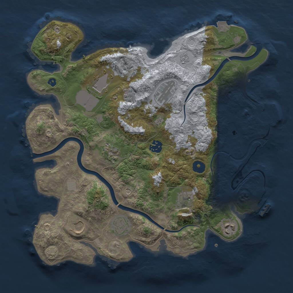 Rust Map: Procedural Map, Size: 3500, Seed: 84726582, 15 Monuments