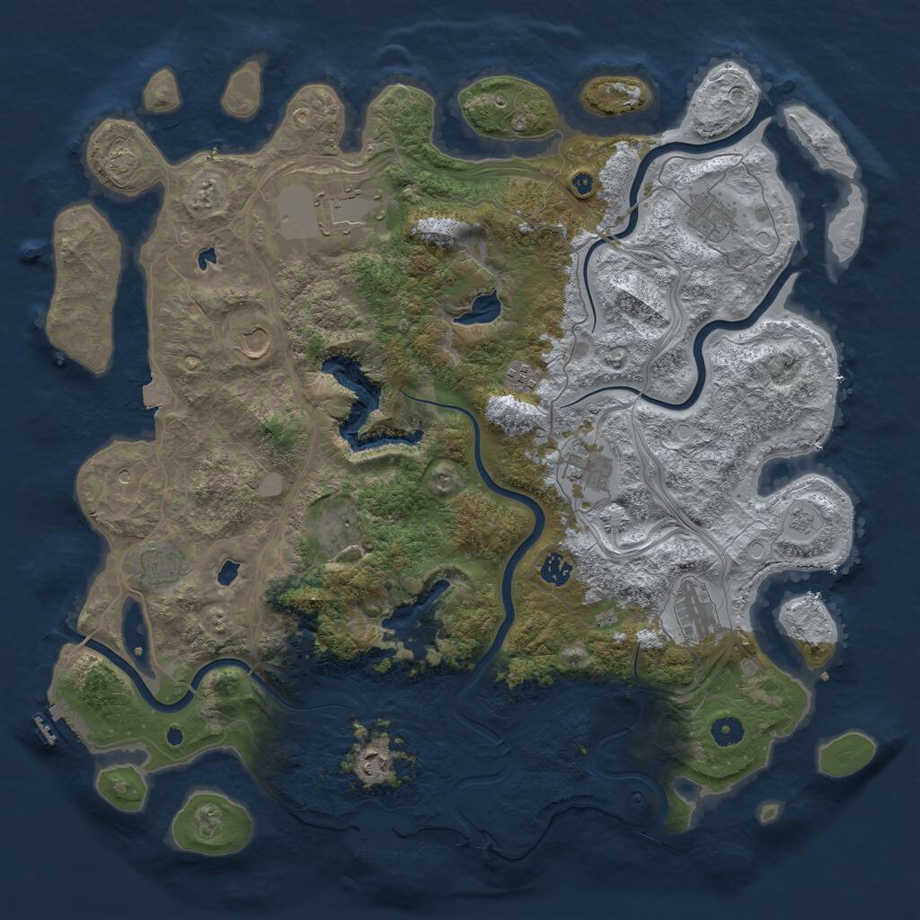 Rust Map: Procedural Map, Size: 4500, Seed: 1387610464, 16 Monuments