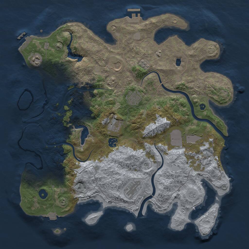 Rust Map: Procedural Map, Size: 4000, Seed: 858818189, 15 Monuments