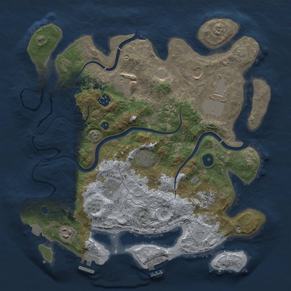 Rust Map: Procedural Map, Size: 3700, Seed: 345619201, 15 Monuments