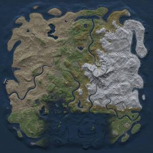 Thumbnail Rust Map: Procedural Map, Size: 5999, Seed: 612791273, 17 Monuments
