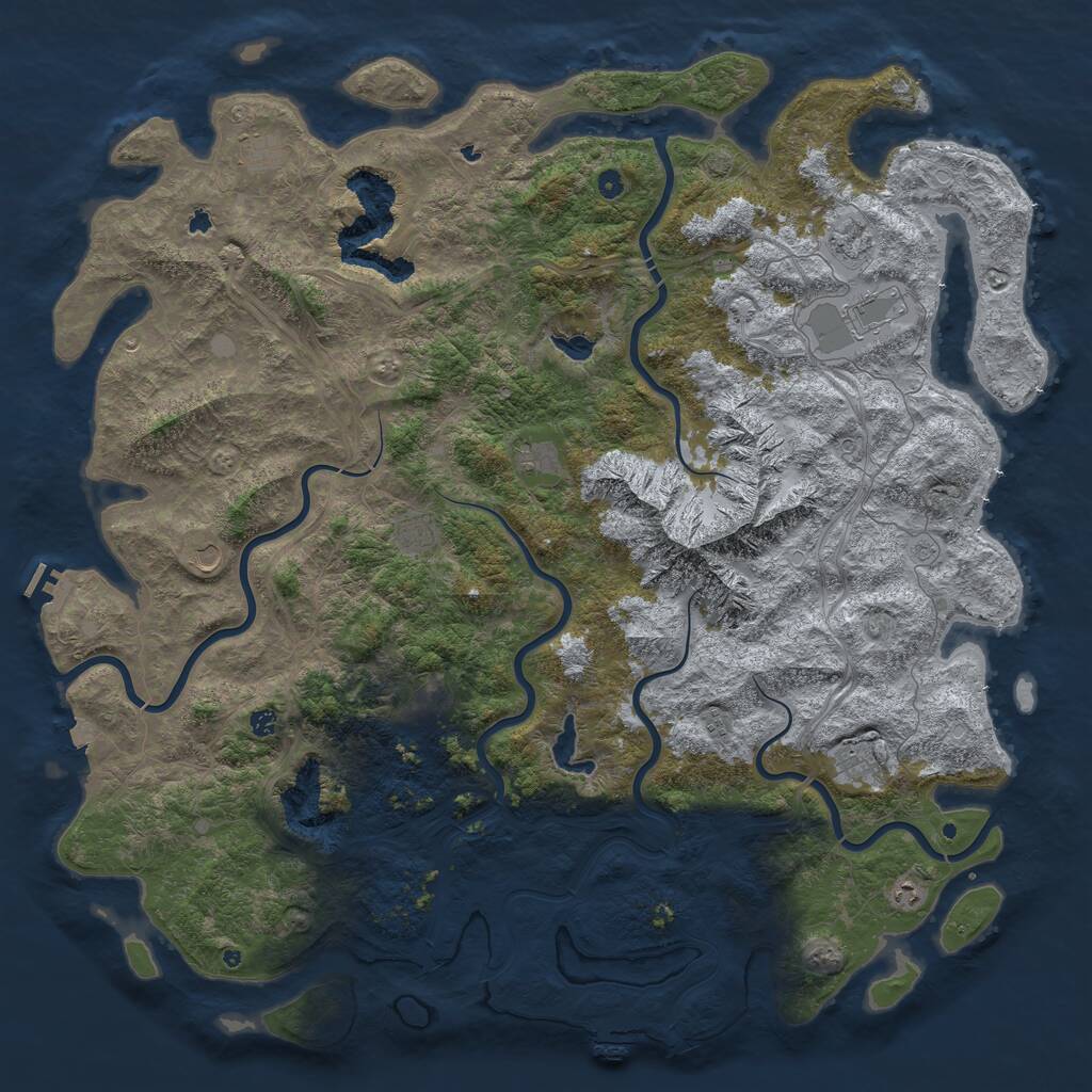 Rust Map: Procedural Map, Size: 5999, Seed: 612791273, 17 Monuments