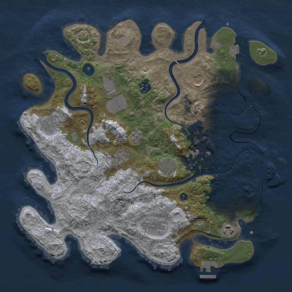 Rust Map: Procedural Map, Size: 3700, Seed: 731965146, 16 Monuments