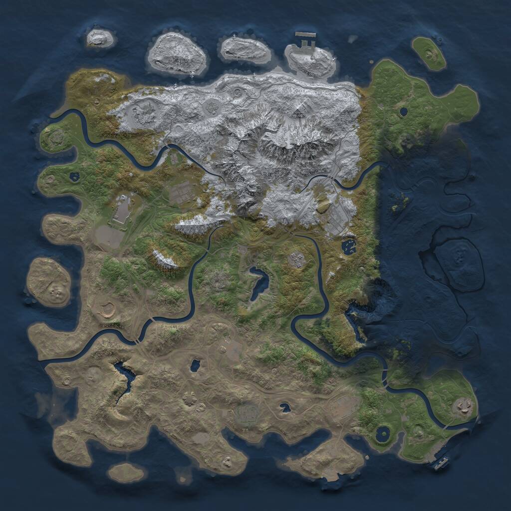 Rust Map: Procedural Map, Size: 5000, Seed: 648248, 17 Monuments