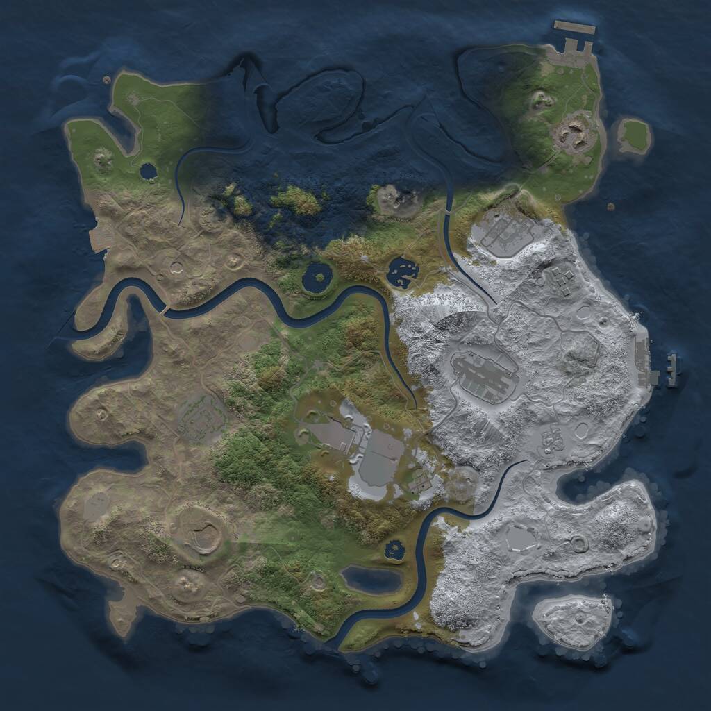 Rust Map: Procedural Map, Size: 3500, Seed: 257984317, 14 Monuments
