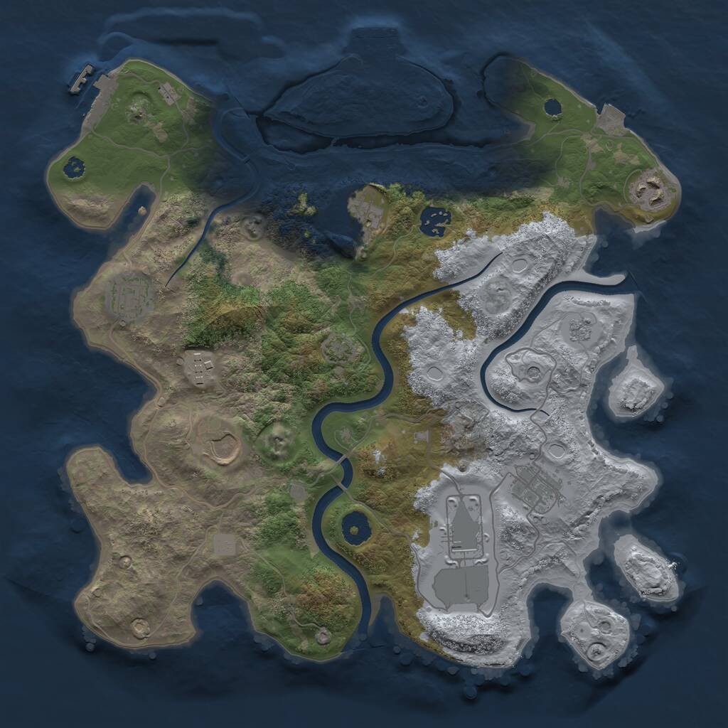 Rust Map: Procedural Map, Size: 3500, Seed: 9019193, 14 Monuments