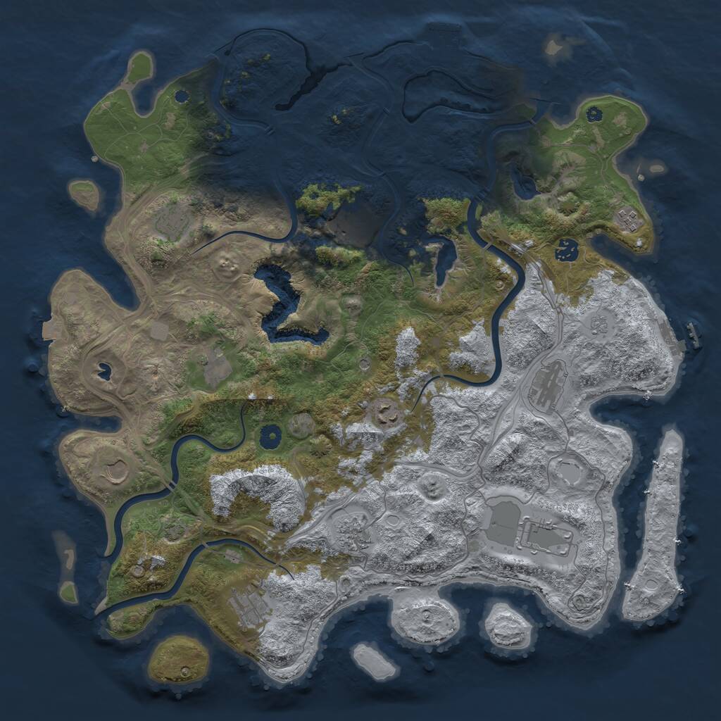 Rust Map: Procedural Map, Size: 4500, Seed: 210267475, 17 Monuments