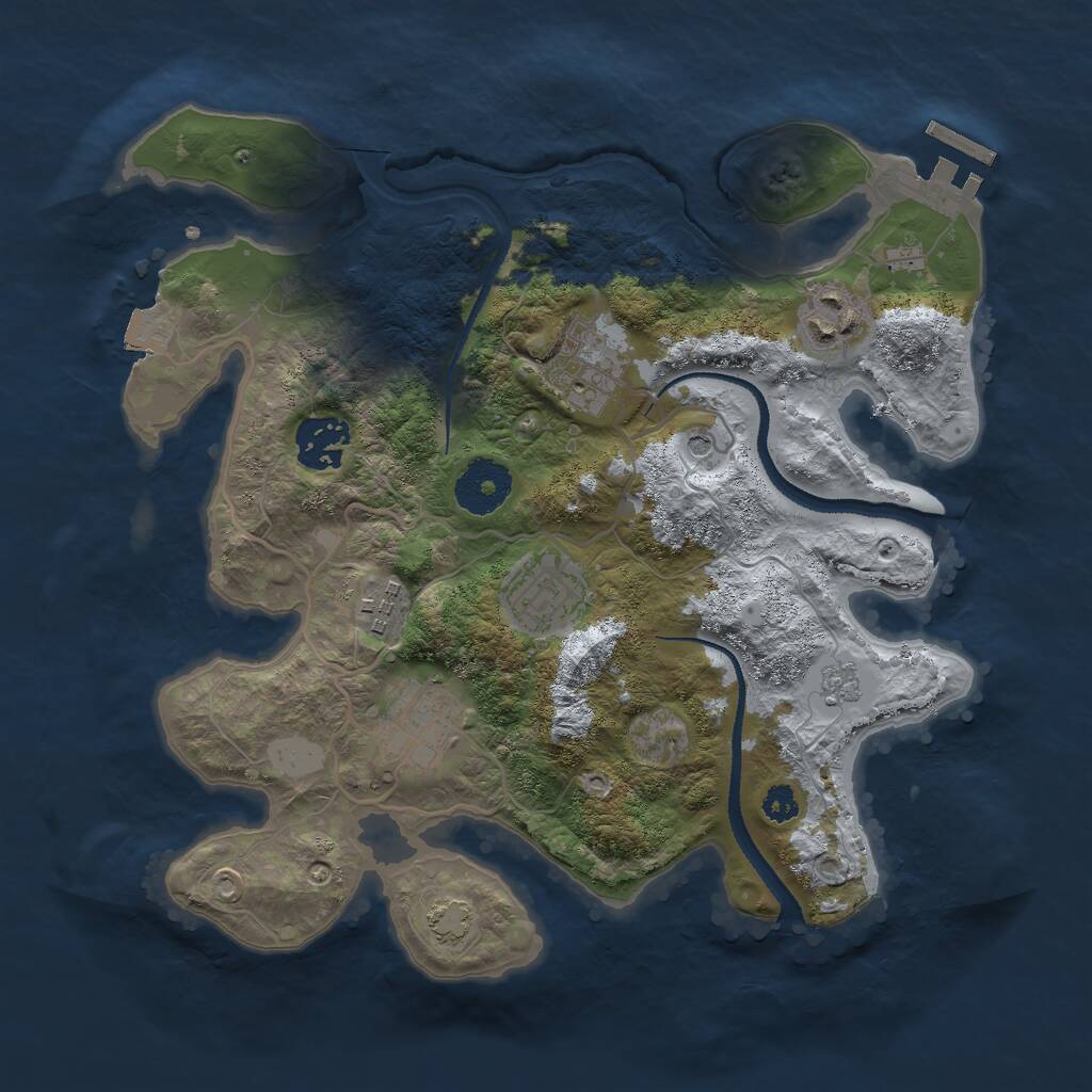 Rust Map: Procedural Map, Size: 3000, Seed: 1984731421, 11 Monuments