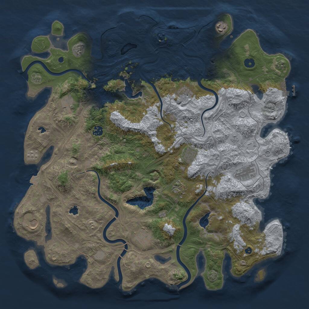 Rust Map: Procedural Map, Size: 4500, Seed: 851441086, 16 Monuments