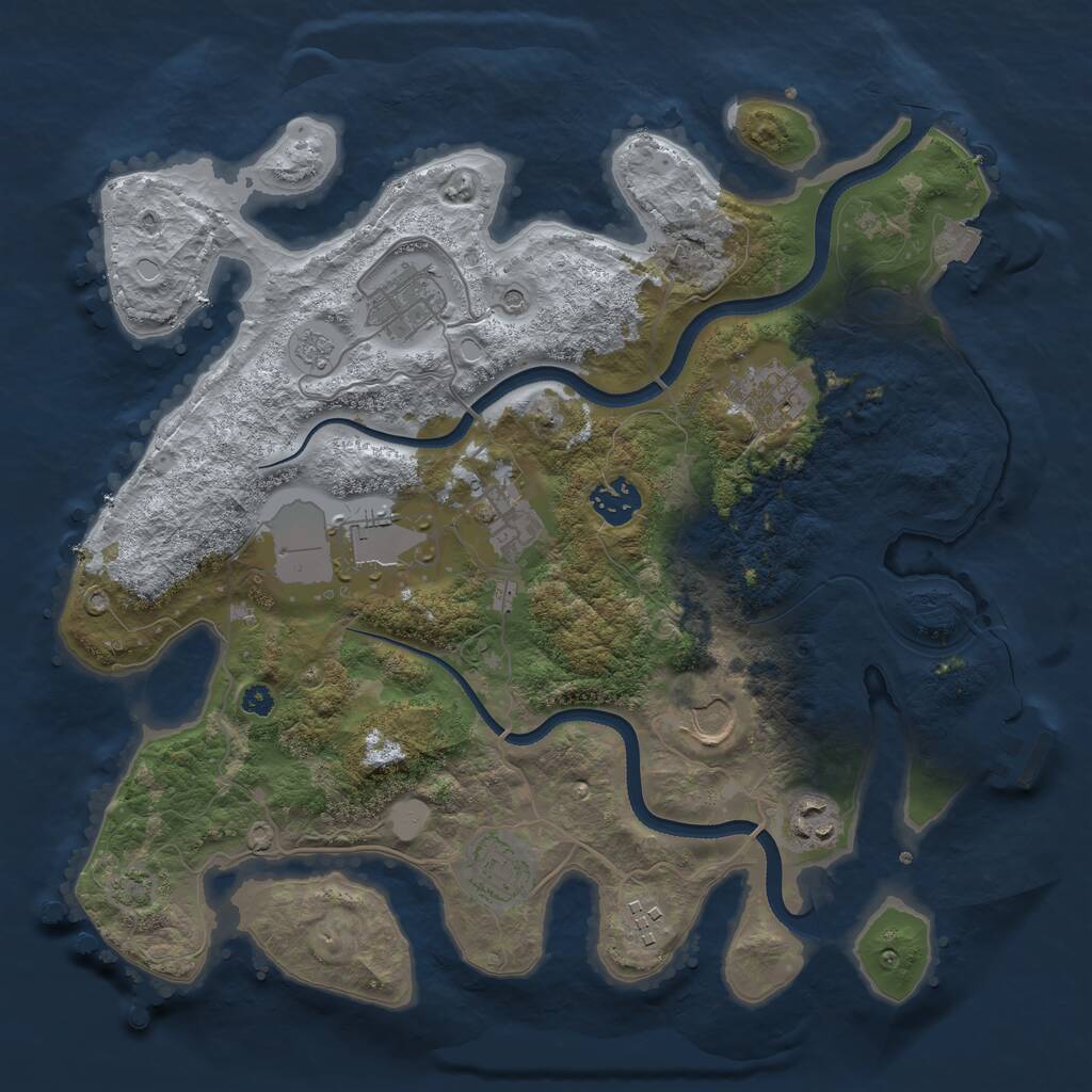 Rust Map: Procedural Map, Size: 3500, Seed: 588889712, 14 Monuments