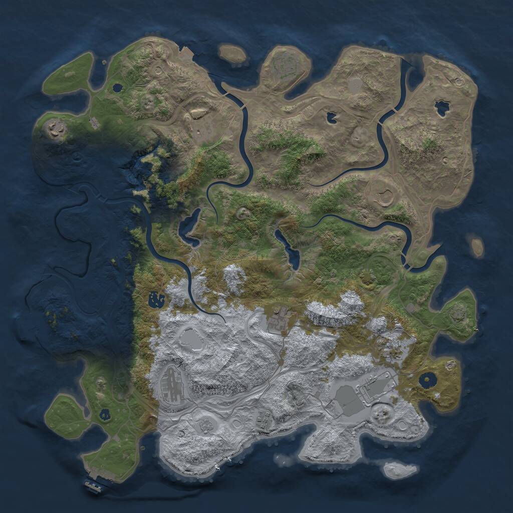 Rust Map: Procedural Map, Size: 4500, Seed: 16033061, 16 Monuments