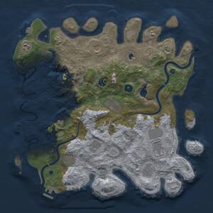 Thumbnail Rust Map: Procedural Map, Size: 4000, Seed: 687936826, 17 Monuments