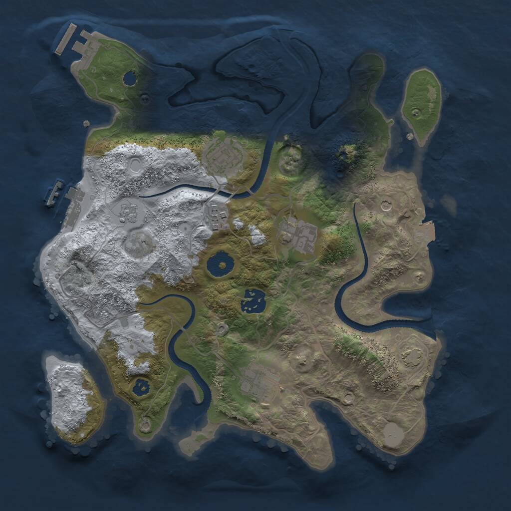 Rust Map: Procedural Map, Size: 3000, Seed: 16714, 11 Monuments