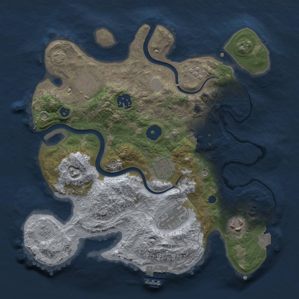 Rust Map: Procedural Map, Size: 3000, Seed: 12201631, 12 Monuments