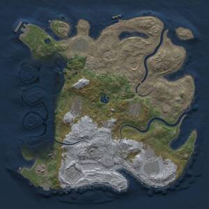 Thumbnail Rust Map: Procedural Map, Size: 3600, Seed: 1025521108, 15 Monuments
