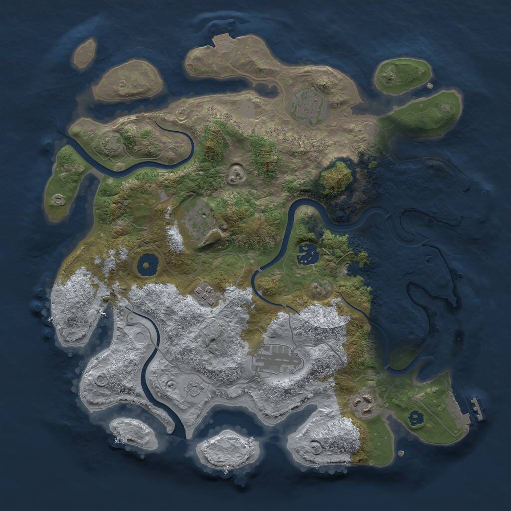 Rust Map: Procedural Map, Size: 3400, Seed: 1114672670, 12 Monuments