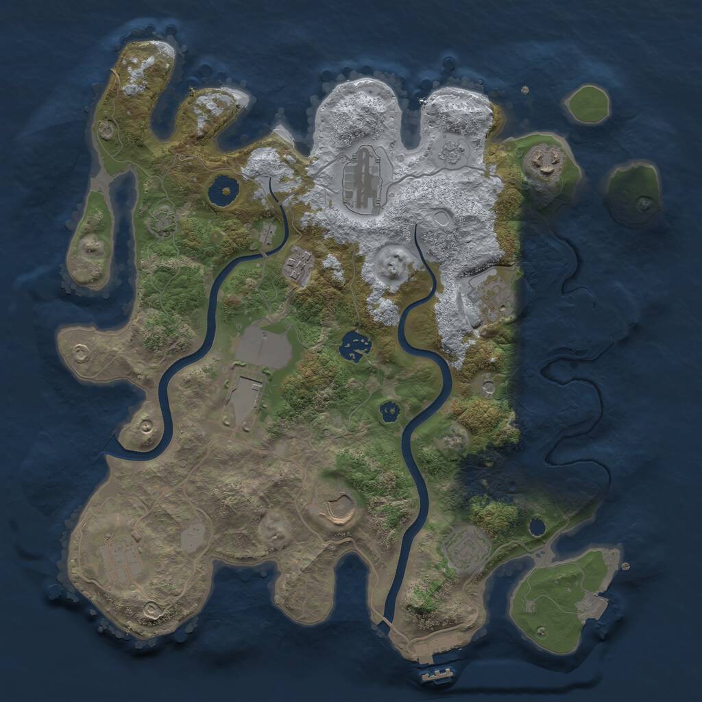 Rust Map: Procedural Map, Size: 3500, Seed: 86942, 15 Monuments