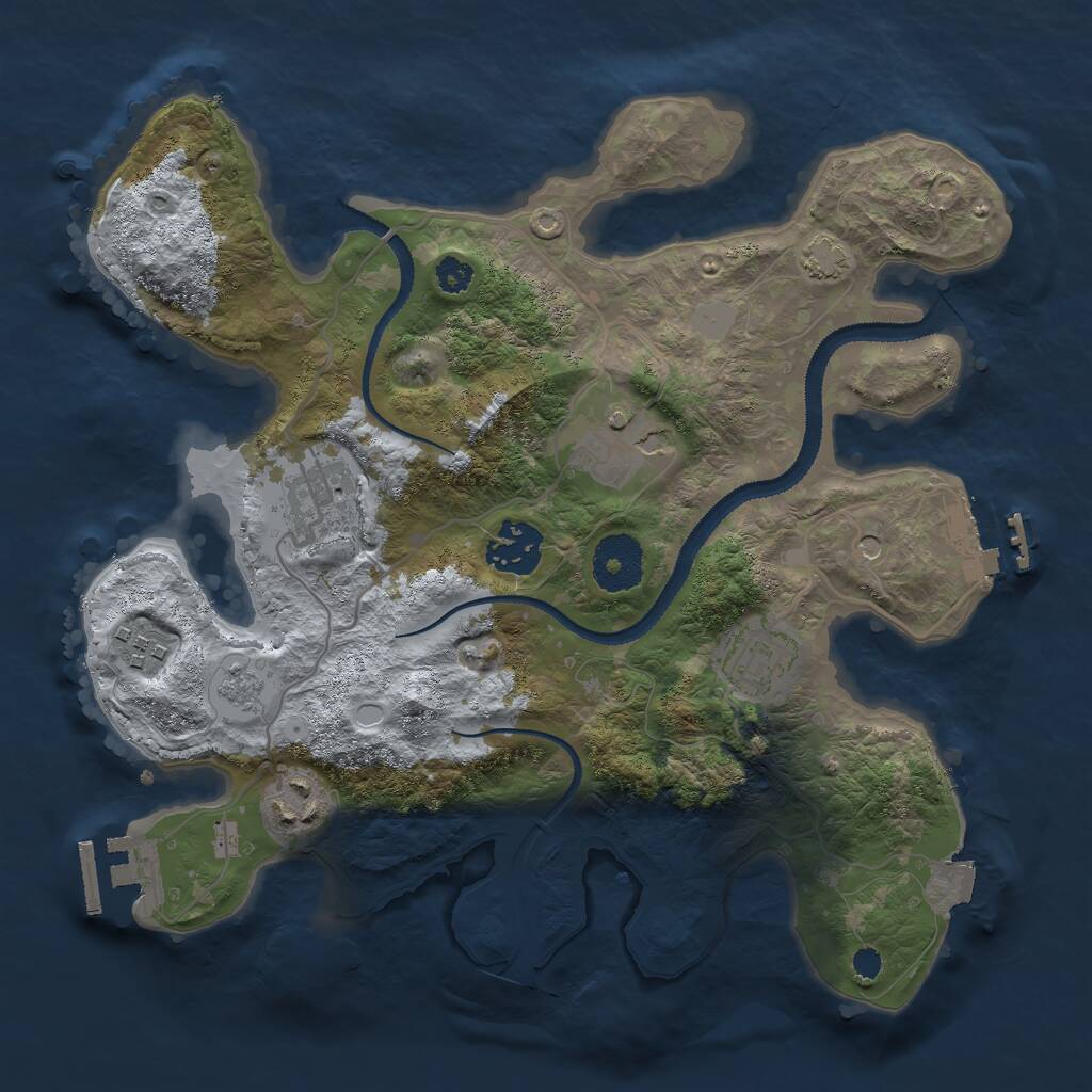 Rust Map: Procedural Map, Size: 3000, Seed: 1578643848, 12 Monuments