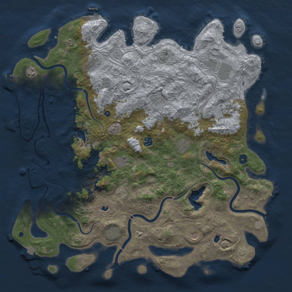 Rust Map: Procedural Map, Size: 4800, Seed: 1100542529, 17 Monuments