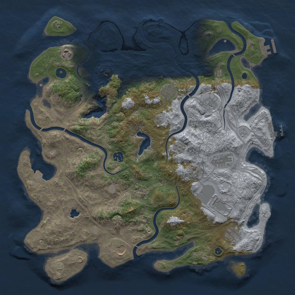 Rust Map: Procedural Map, Size: 4250, Seed: 1062415917, 16 Monuments