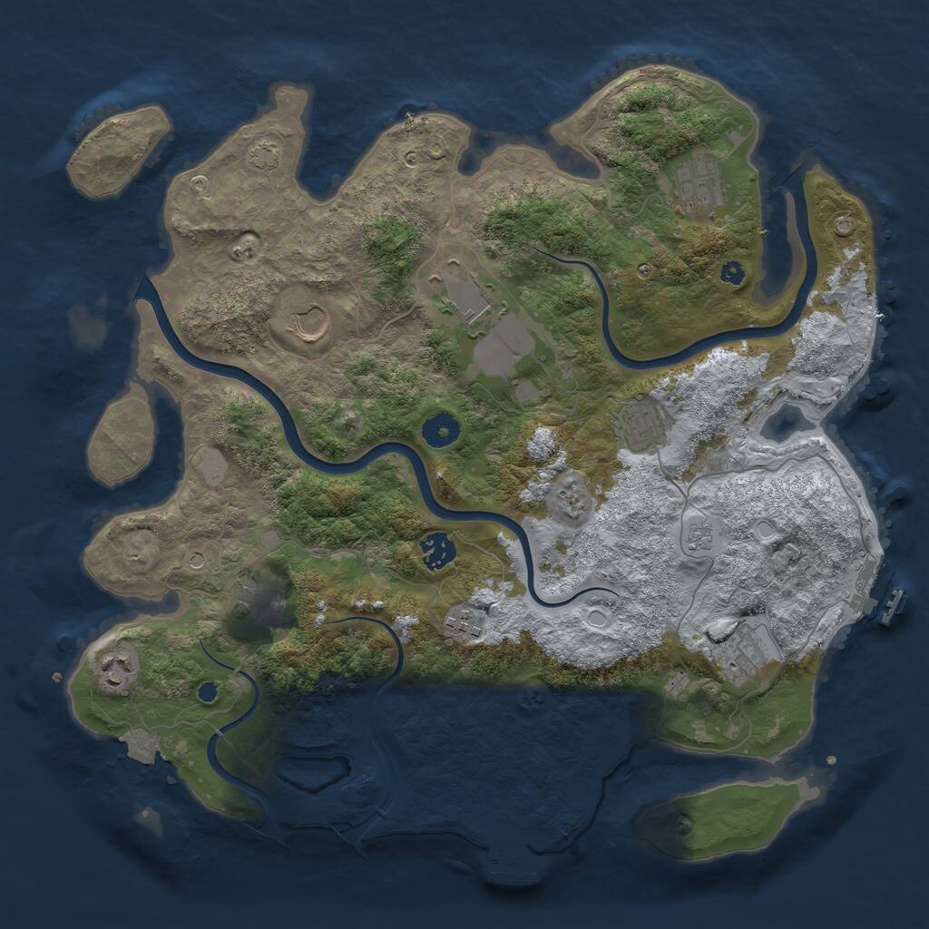 Rust Map: Procedural Map, Size: 3900, Seed: 3421, 15 Monuments