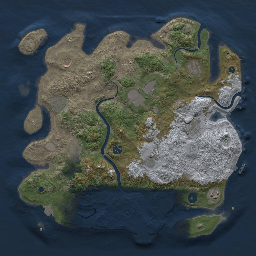 Rust Map: Procedural Map, Size: 3900, Seed: 3421, 17 Monuments