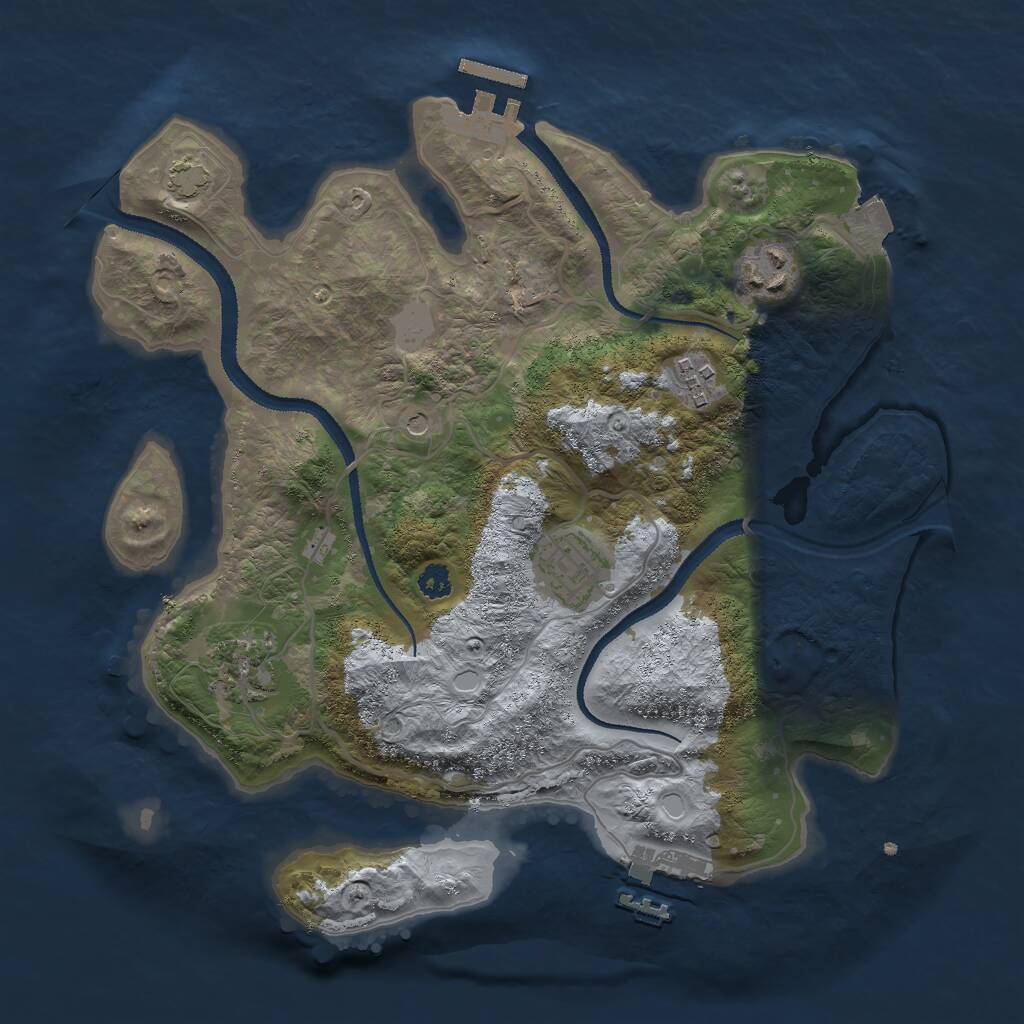 Rust Map: Procedural Map, Size: 3000, Seed: 16312, 9 Monuments