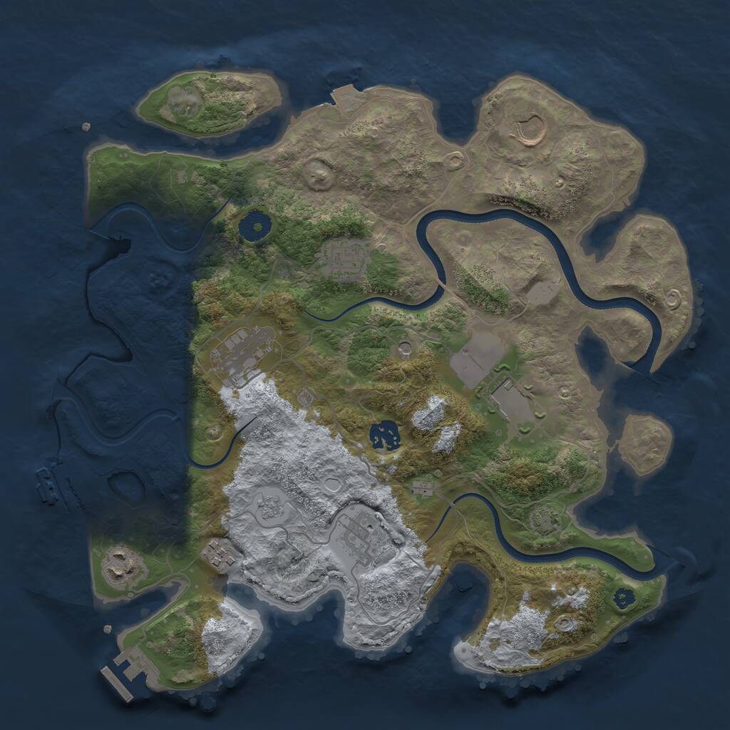 Rust Map: Procedural Map, Size: 3500, Seed: 19504713, 14 Monuments