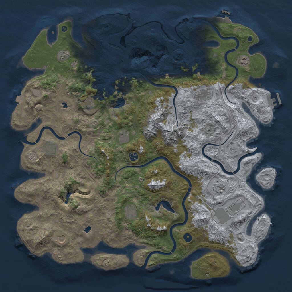 Rust Map: Procedural Map, Size: 5000, Seed: 525302706, 17 Monuments
