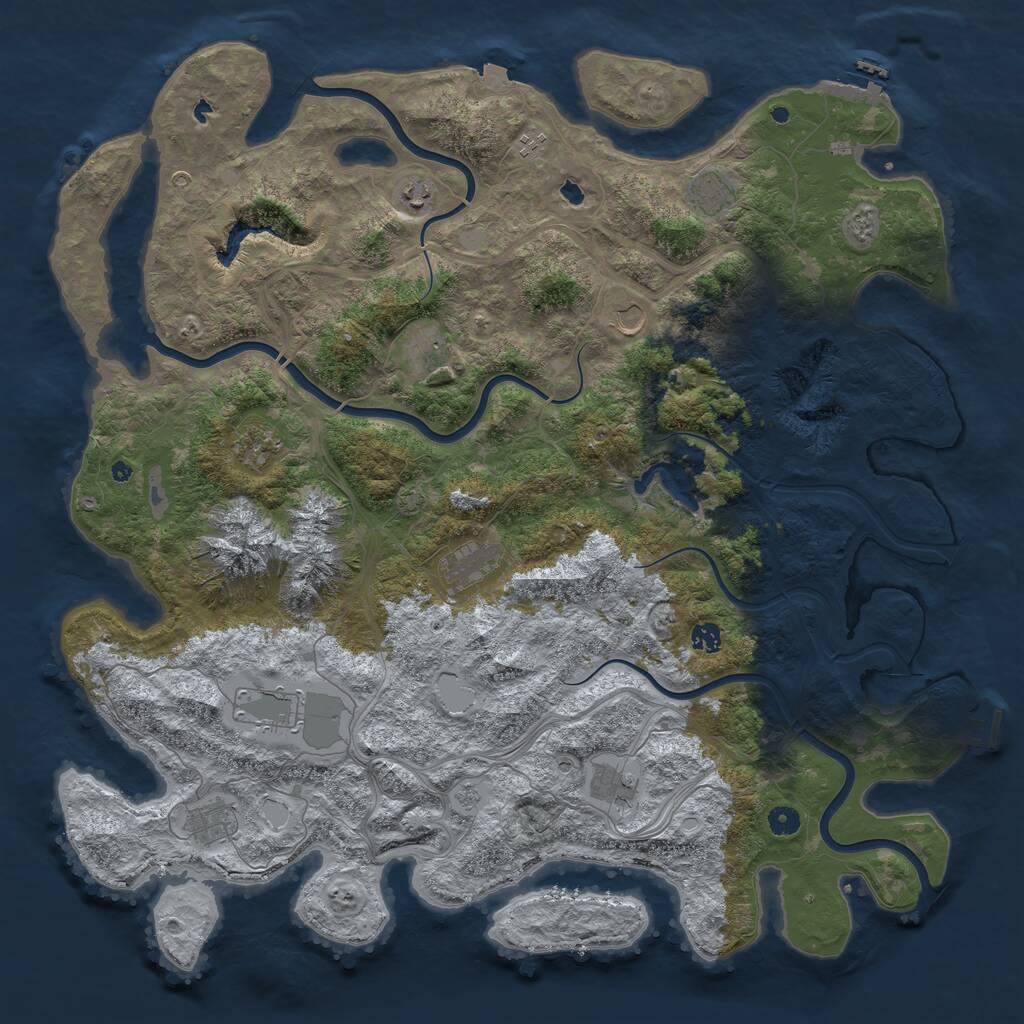 Rust Map: Procedural Map, Size: 5000, Seed: 187544250, 17 Monuments