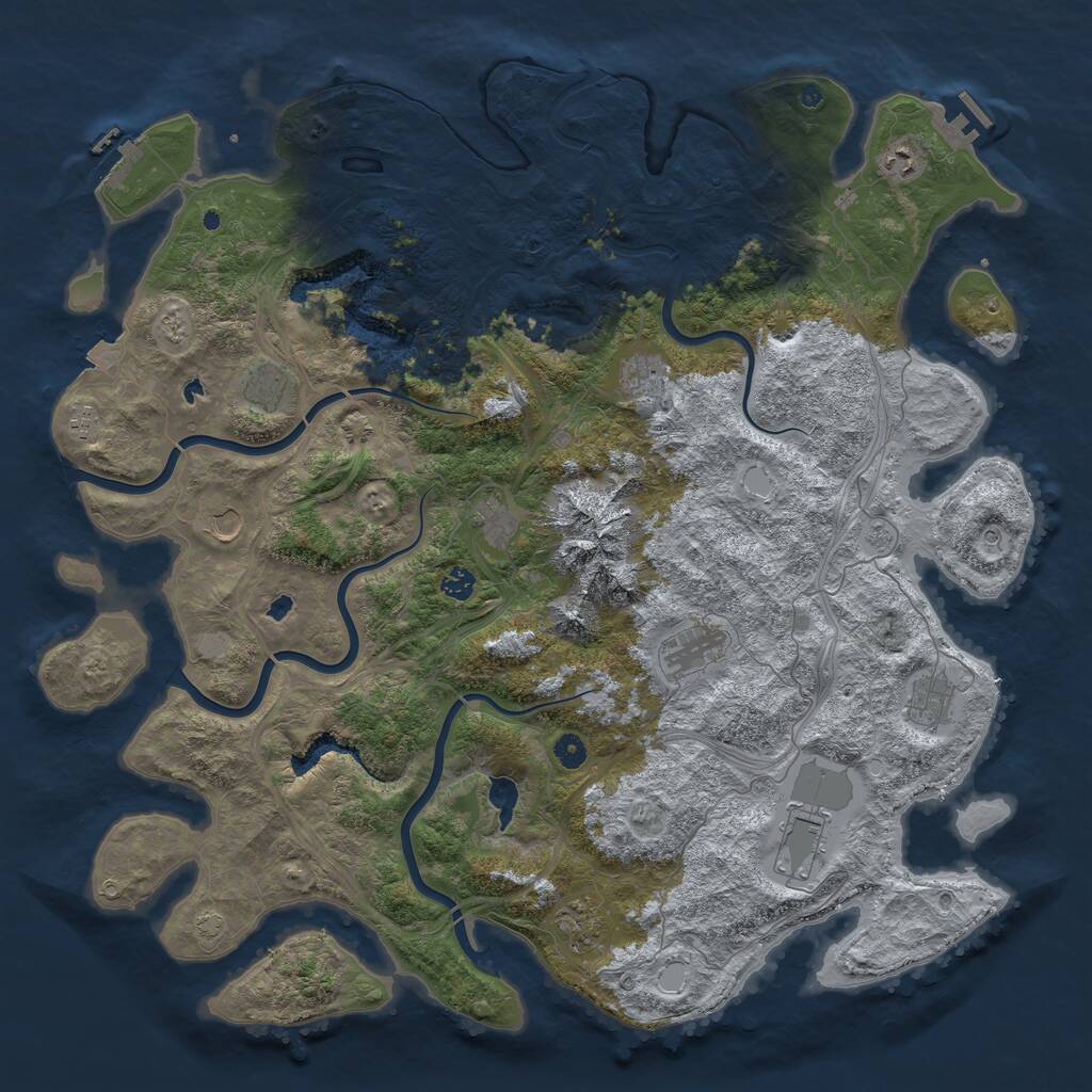 Rust Map: Procedural Map, Size: 5000, Seed: 9768, 17 Monuments
