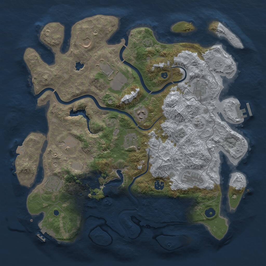 Rust Map: Procedural Map, Size: 4000, Seed: 346532, 16 Monuments