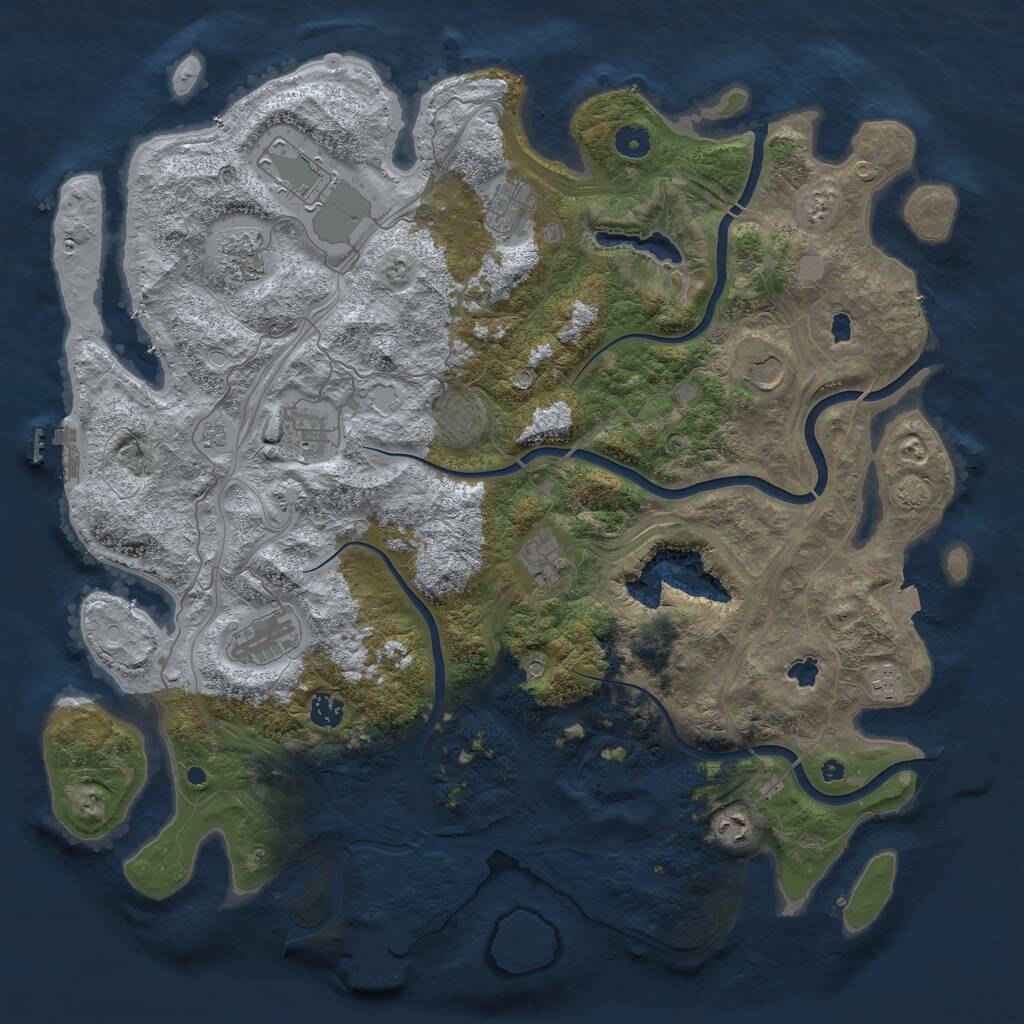 Rust Map: Procedural Map, Size: 4500, Seed: 1118217114, 17 Monuments