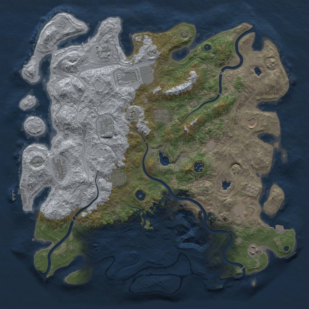 Rust Map: Procedural Map, Size: 4500, Seed: 1139210782, 17 Monuments